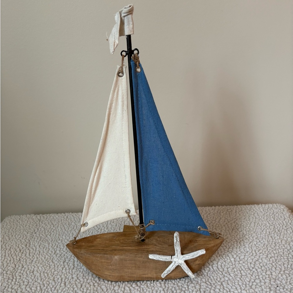 Cute Nautical Decor Sailboat with Starfish from Grandin Road
